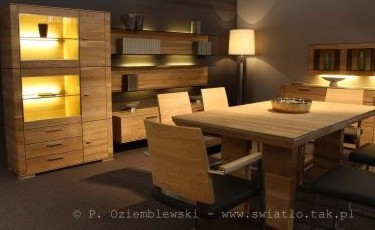 Jadalnia z oświetleniem nad stołem